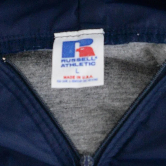 Vintage Russell Athletic Navy Orange Half Zip Up Pullover made in U.S.A. Jacket - Picture 10 of 12